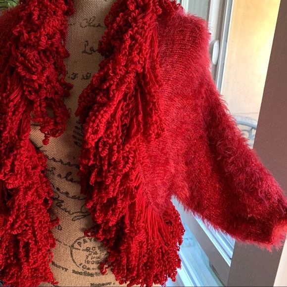 French Rouge style Red sequin sweater cardigan - Picture 2 of 10